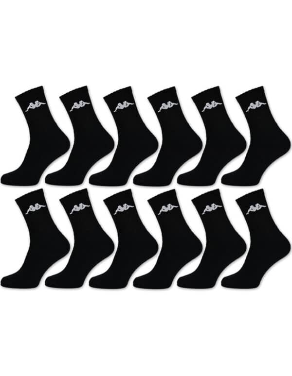Kappa Multipack- 12 paar sportsokken hoog - Zwarte sokken
